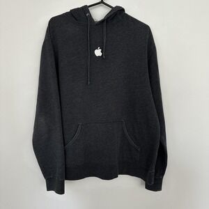 Apple Hoodie Mens XL Gray Sweatshirt Fleece Pullover Tech Logo Minimalist 90s
